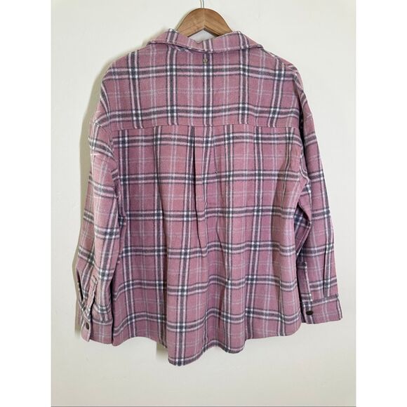 Rusty Dana Plaid Pink and Gray Shacket Overshirt Size Large New - Picture 5 of 6